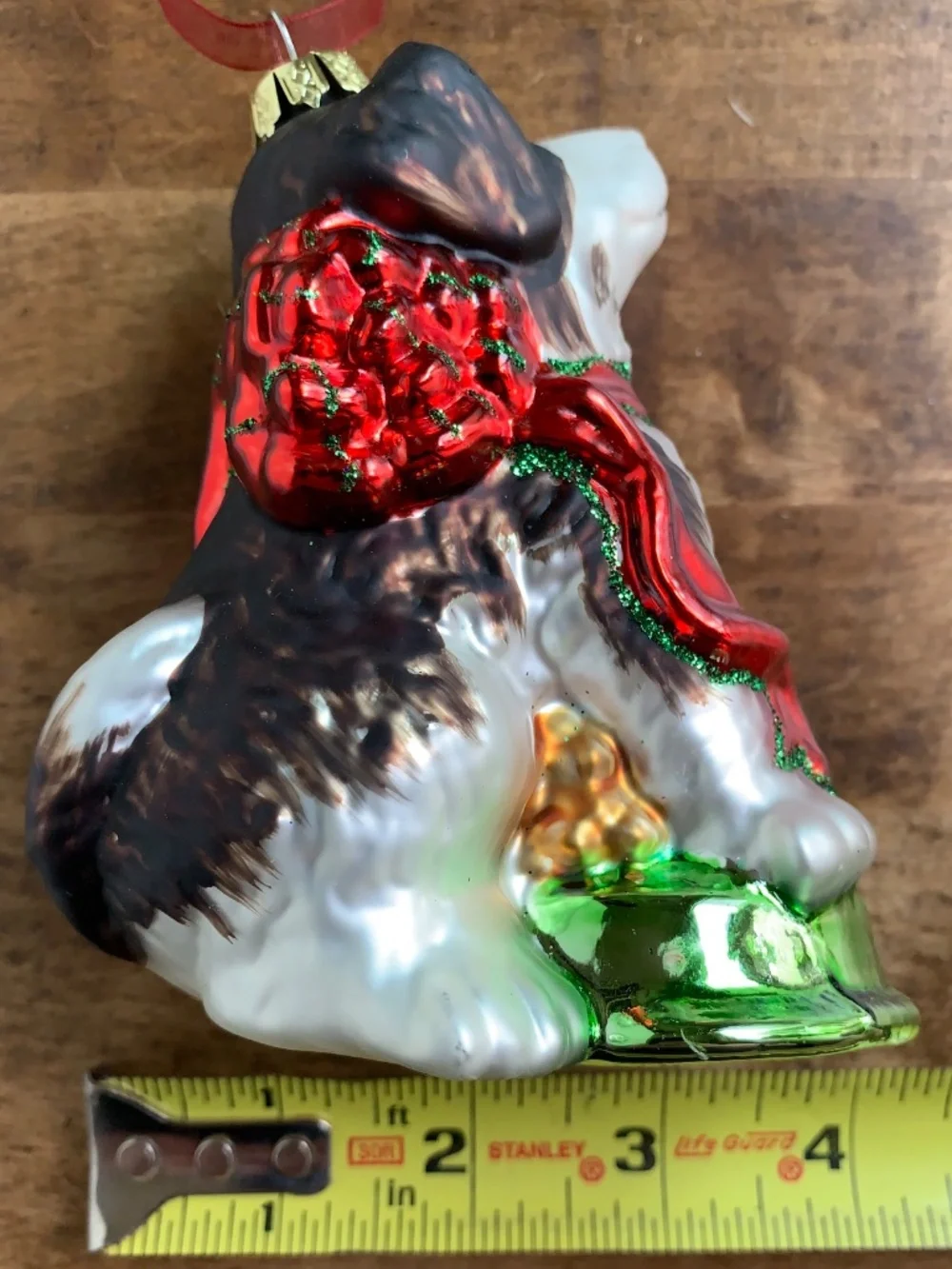 BORDER COLLIE DOG GLASS CHRISTMAS ORNAMENT LARGE HAND-BLOWN HOLIDAY DECOR